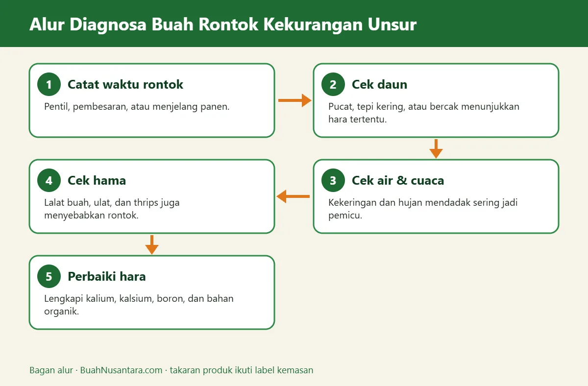 Bagan alur buah rontok kekurangan unsur