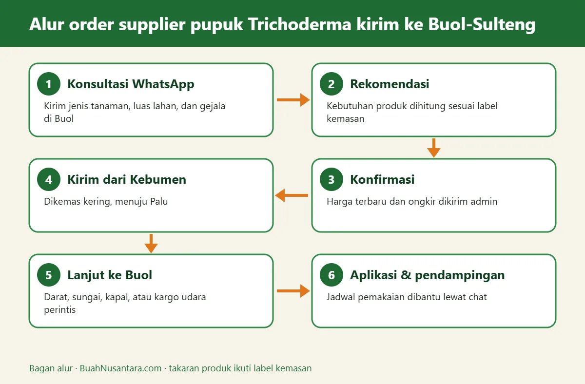 Bagan alur supplier pupuk Trichoderma kirim ke Buol-Sulteng