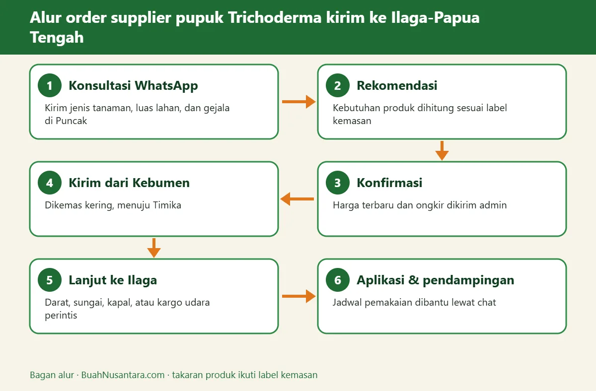 Bagan alur supplier pupuk Trichoderma kirim ke Ilaga-Papua Tengah