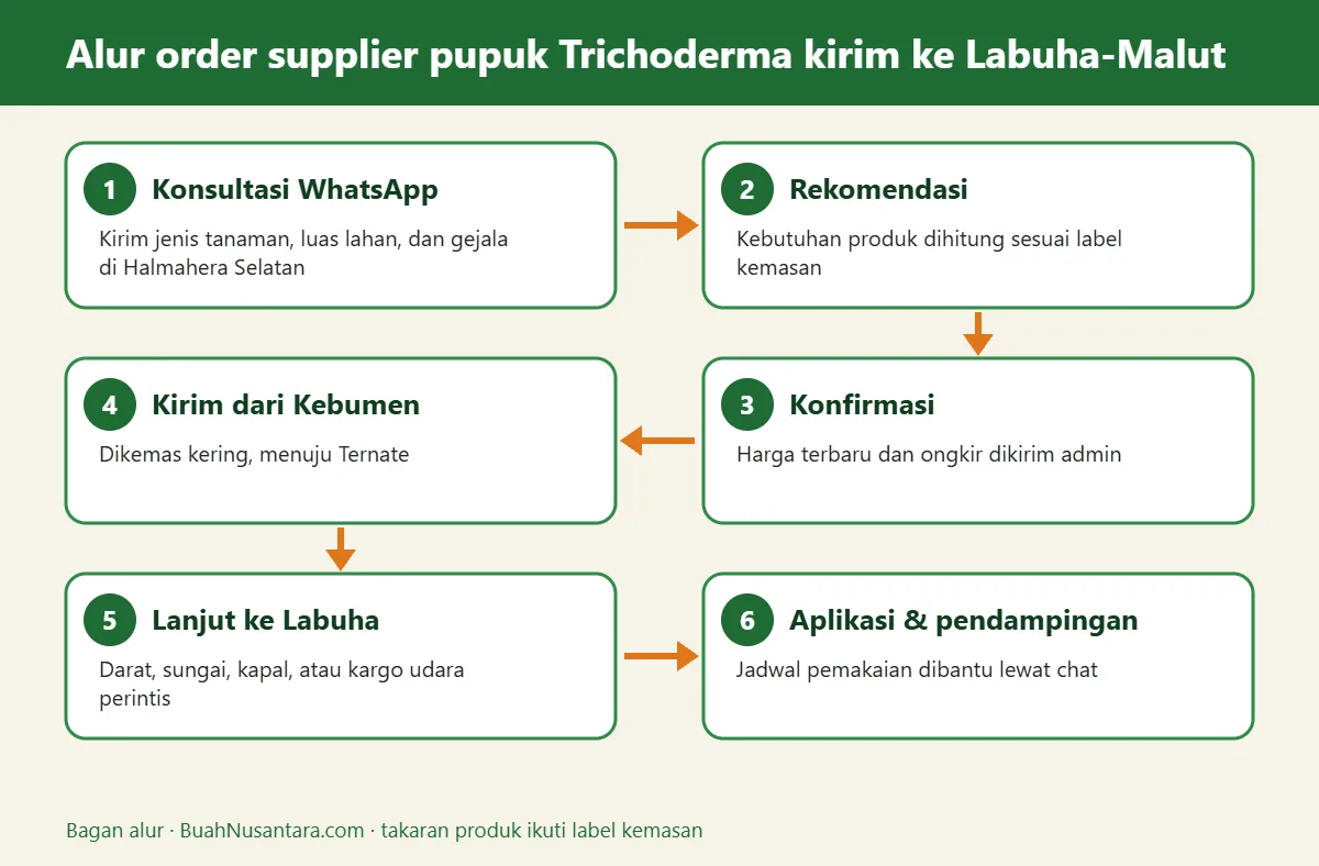 Bagan alur supplier pupuk Trichoderma kirim ke Labuha-Malut