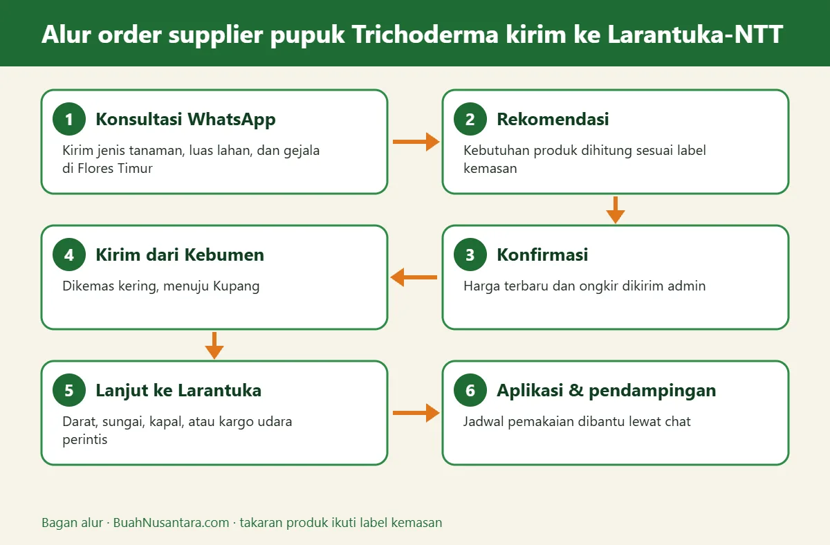 Bagan alur supplier pupuk Trichoderma kirim ke Larantuka-NTT