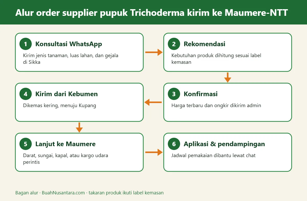 Bagan alur supplier pupuk Trichoderma kirim ke Maumere-NTT