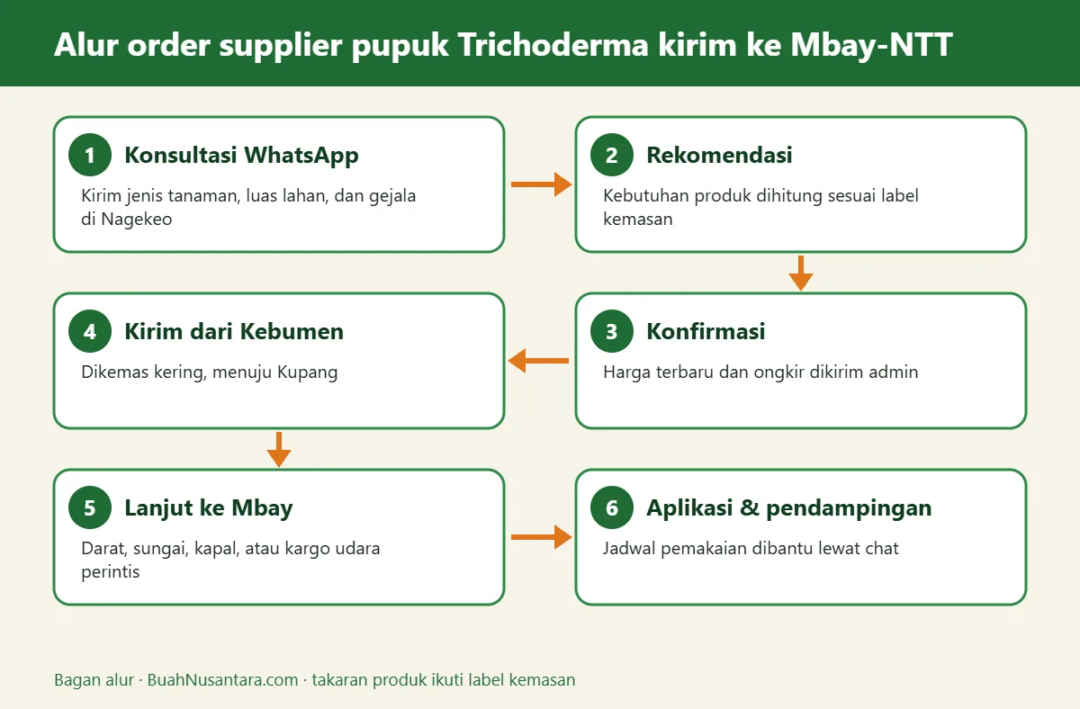 Bagan alur supplier pupuk Trichoderma kirim ke Mbay-NTT