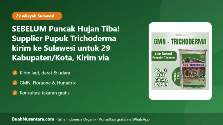 SEBELUM Puncak Hujan Tiba! Supplier Pupuk Trichoderma kirim ke Sulawesi untuk 29 Kabupaten/Kota, Kirim via Laut & Udara