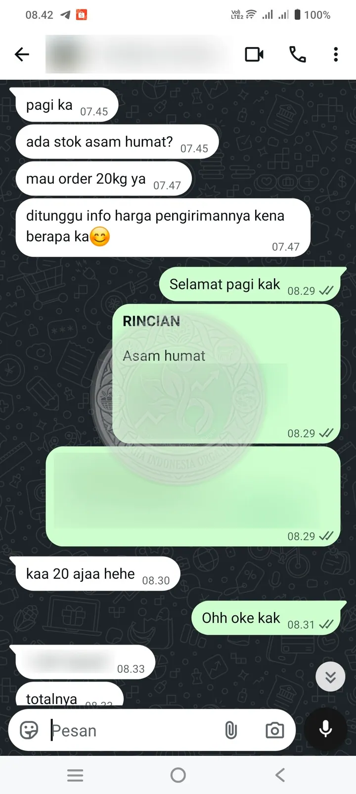 Testimoni Grha Indonesia Organik: kiriman asam humat ke ketapang, kalimantan barat